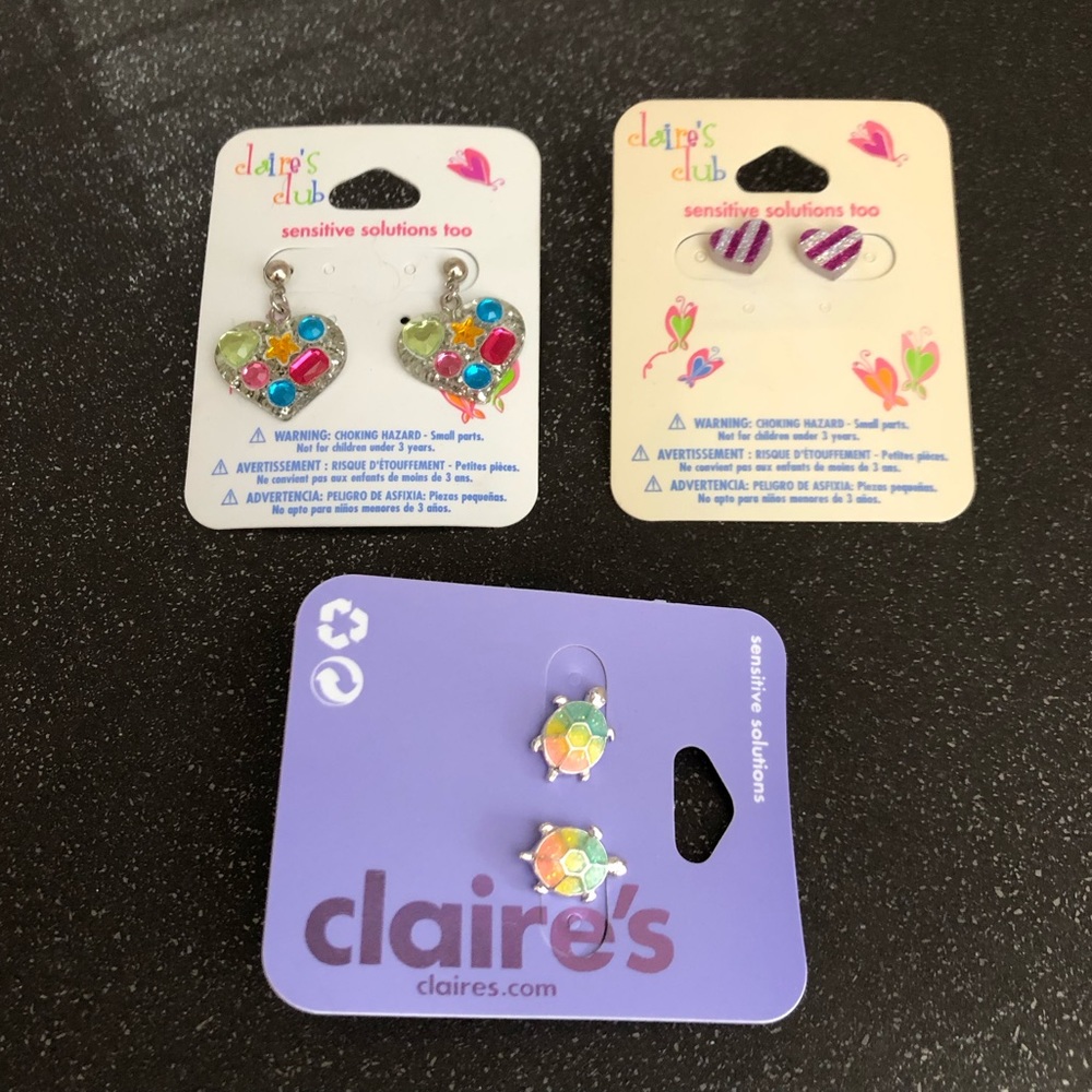 NWT Claire’s sensitive solutions earring lot